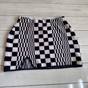 Urban Outfitters Black and Cream Checkered Mini Skirt